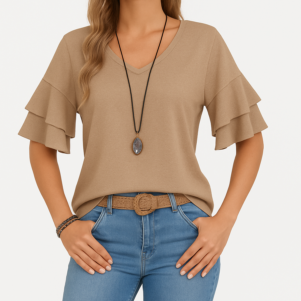 Vellora™ | Casual Bluse med Lagdelte Ærmer
