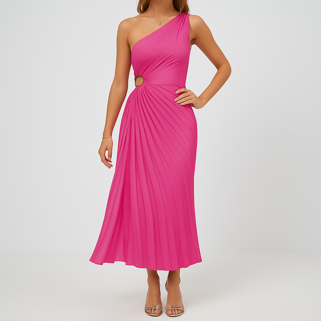 Vellora™ | Plisseret Kjole – Asymmetrisk one-shoulder kjole til festlige lejligheder