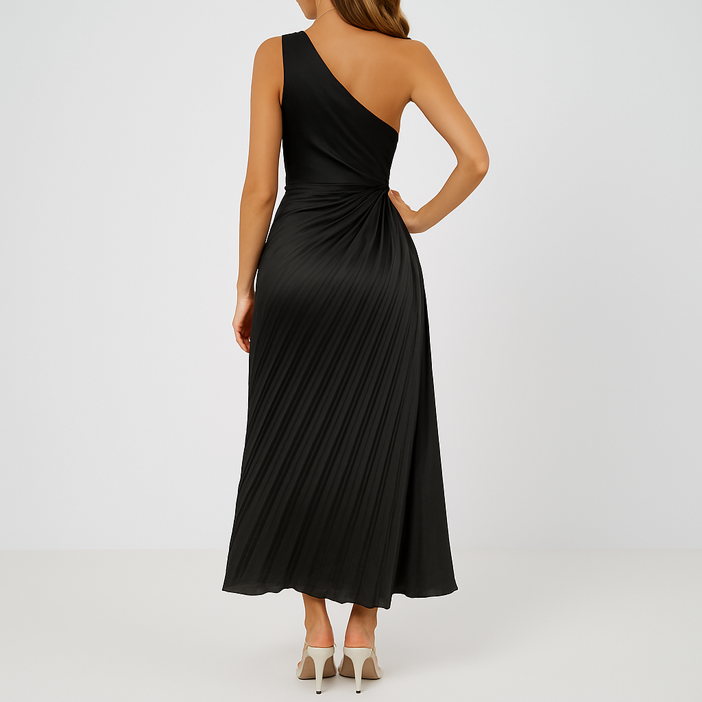 Vellora™ | Plisseret Kjole – Asymmetrisk one-shoulder kjole til festlige lejligheder