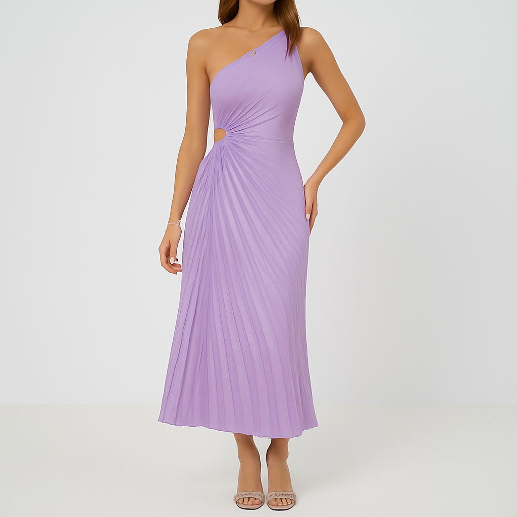 Vellora™ | Plisseret Kjole – Asymmetrisk one-shoulder kjole til festlige lejligheder
