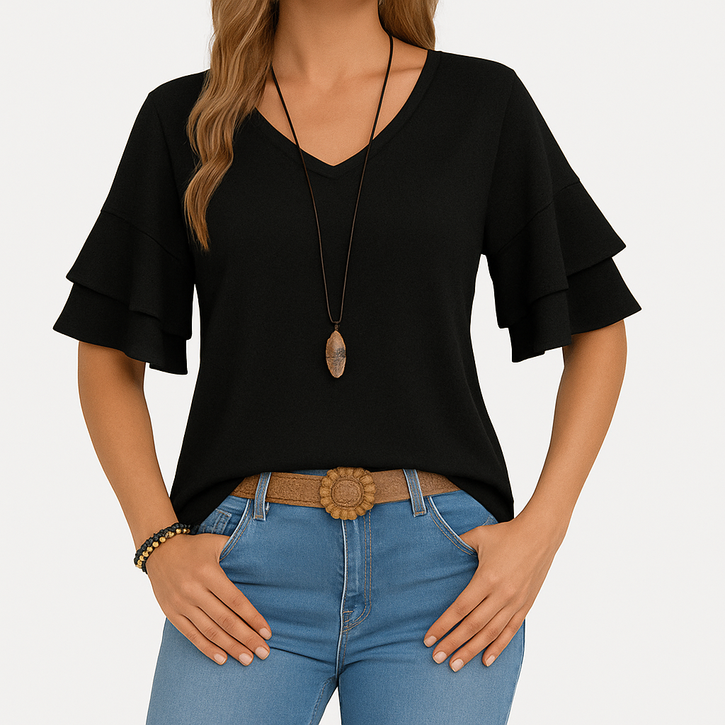 Vellora™ | Casual Bluse med Lagdelte Ærmer