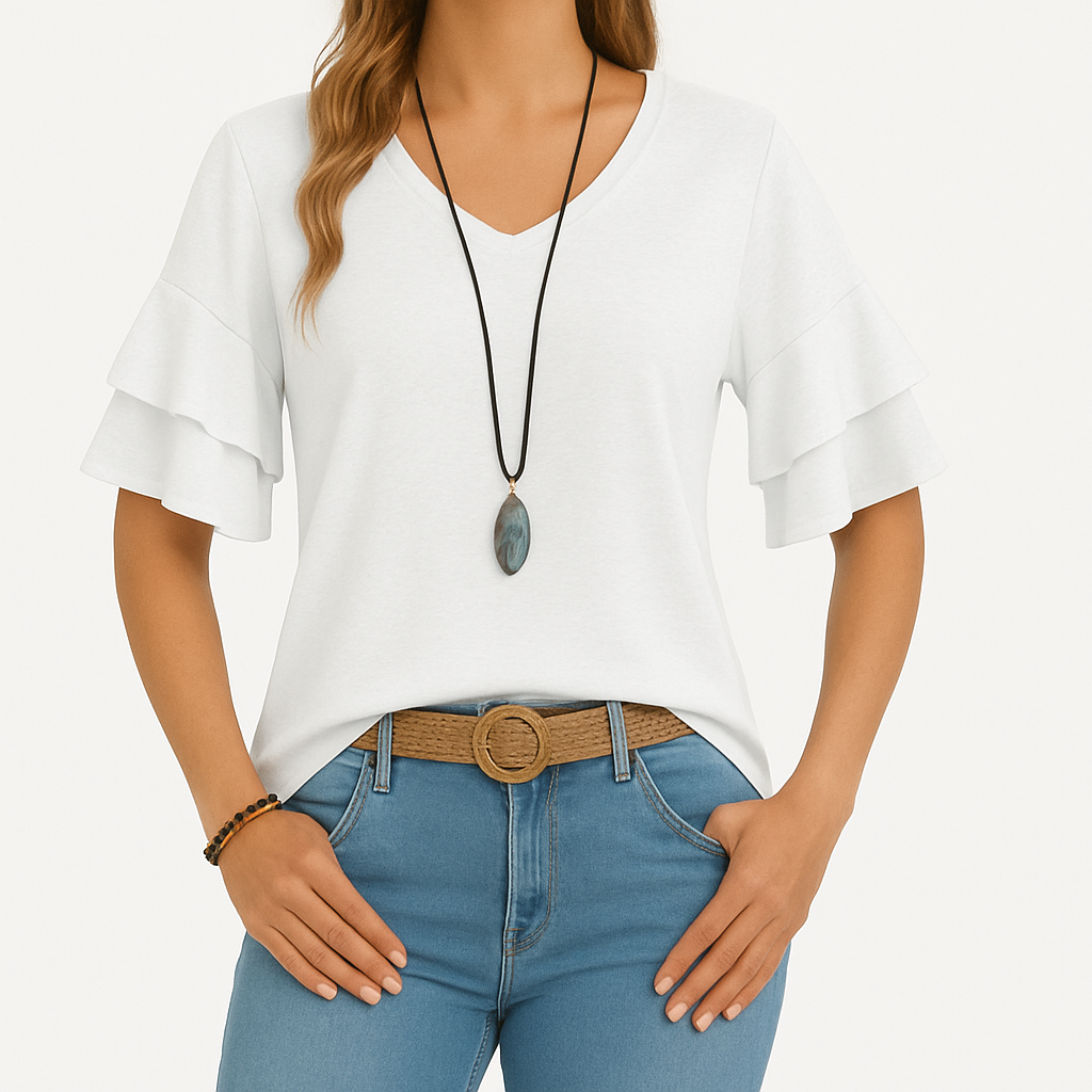 Vellora™ | Casual Bluse med Lagdelte Ærmer