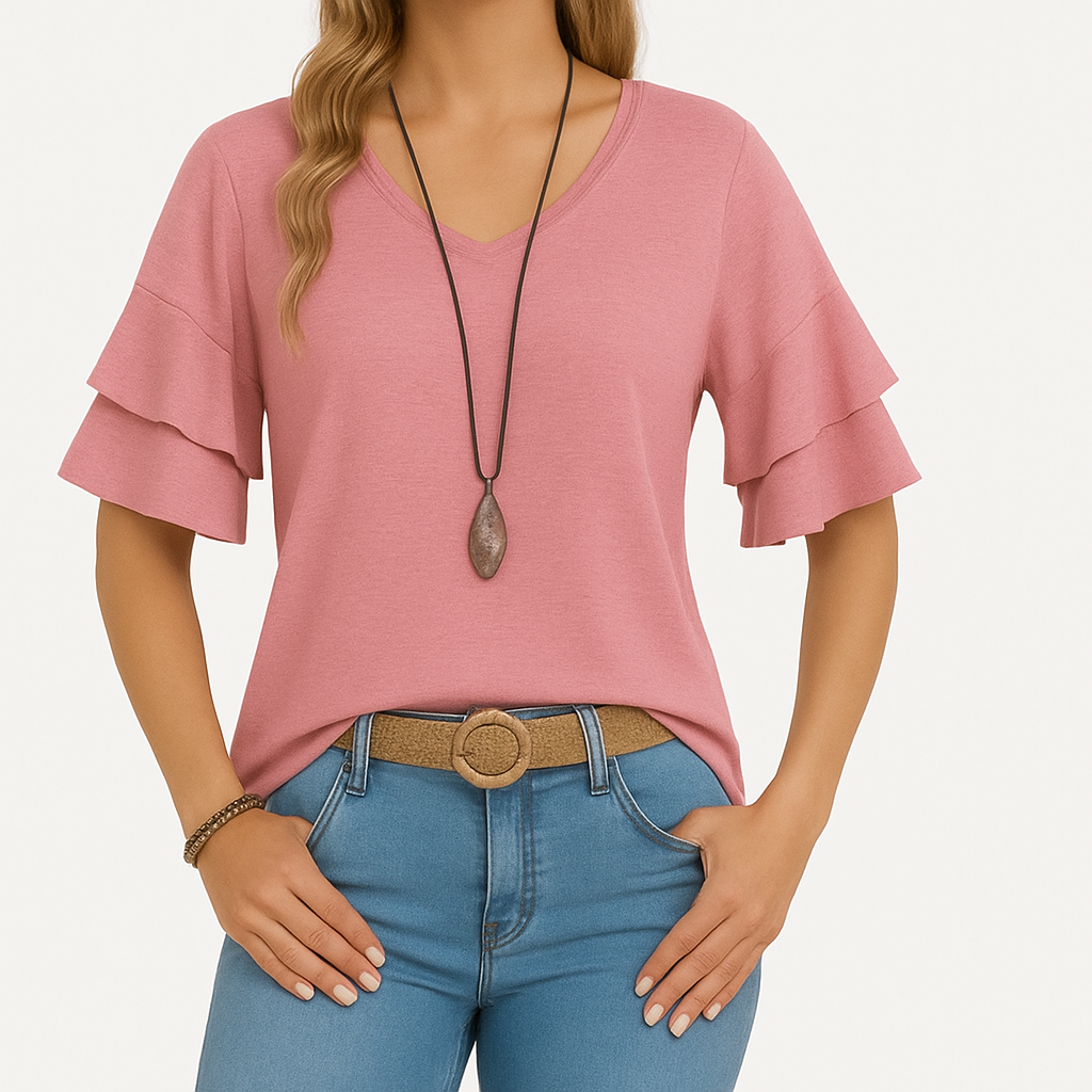 Vellora™ | Casual Bluse med Lagdelte Ærmer