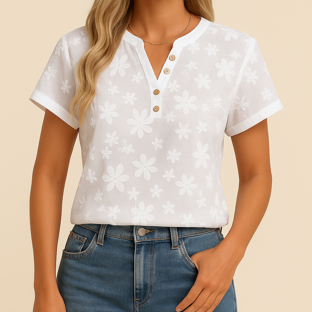 Vellora™ | Elegant bluse med broderede blomster