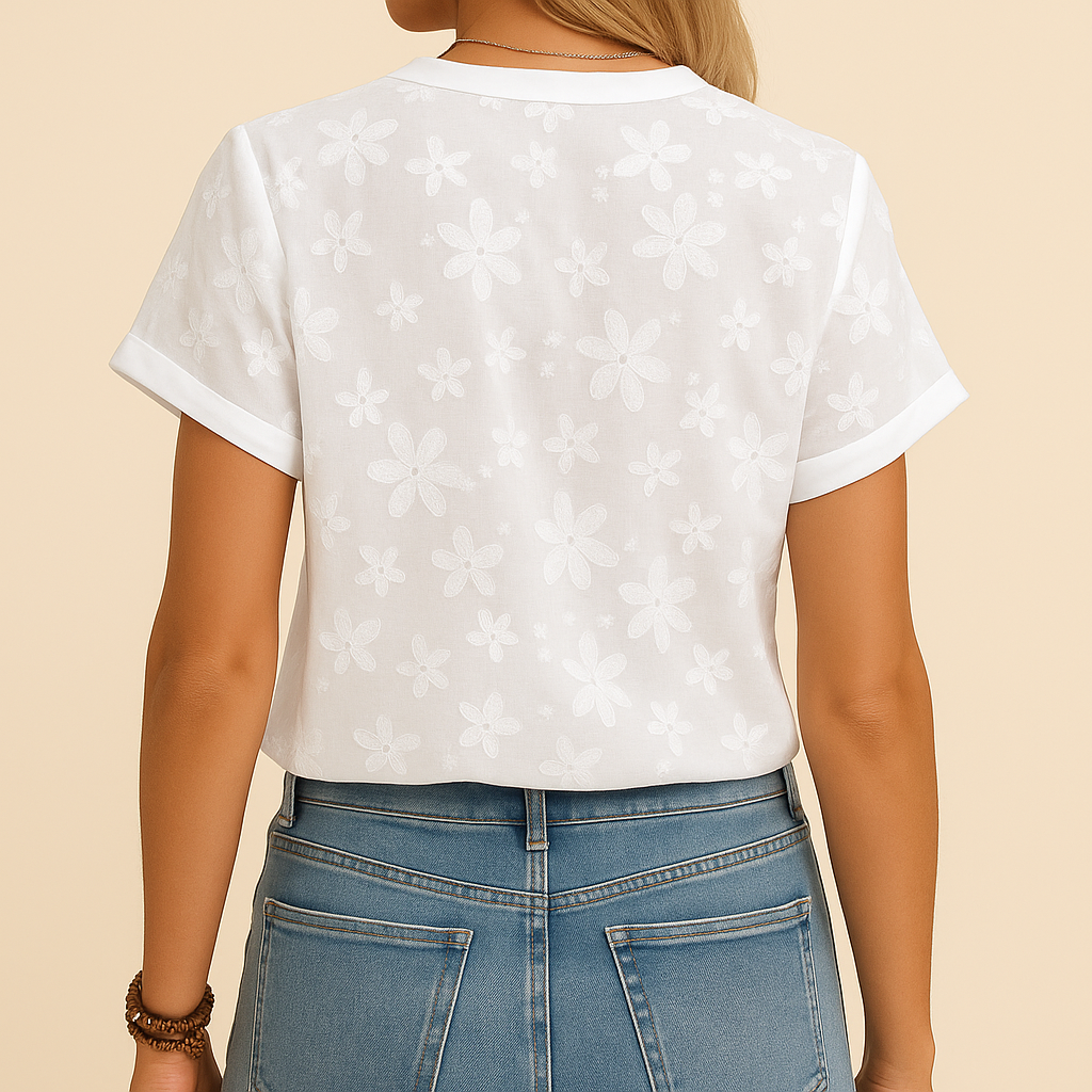 Vellora™ | Elegant bluse med broderede blomster