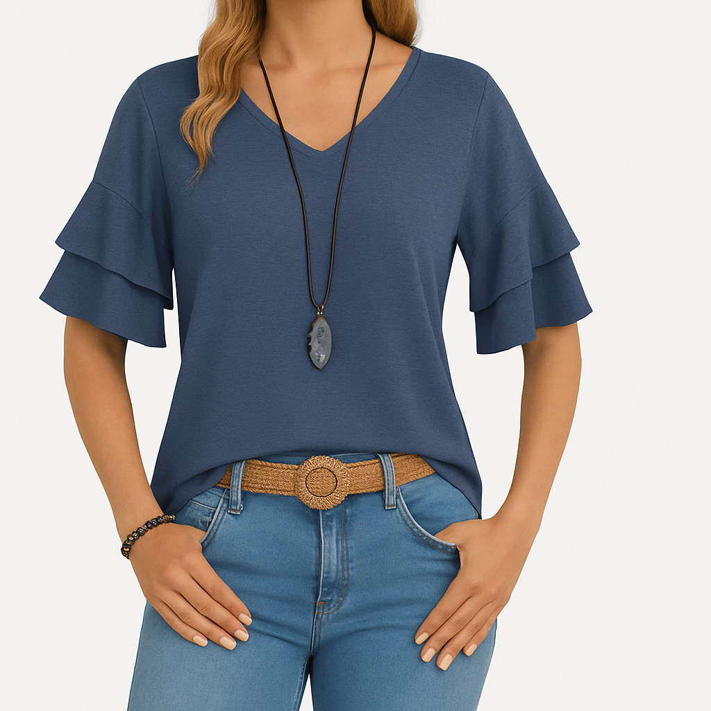 Vellora™ | Casual Bluse med Lagdelte Ærmer