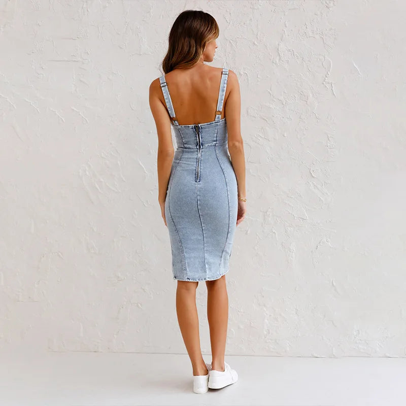 Vellora™ | Denim Kjole – Sexet, Stilfuld og Perfekt til Sommeren