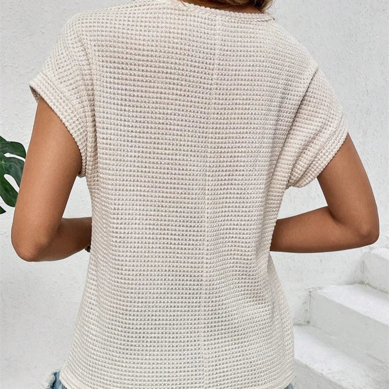 Vellora™ | Hæklet Bluse med Blonde Detalje