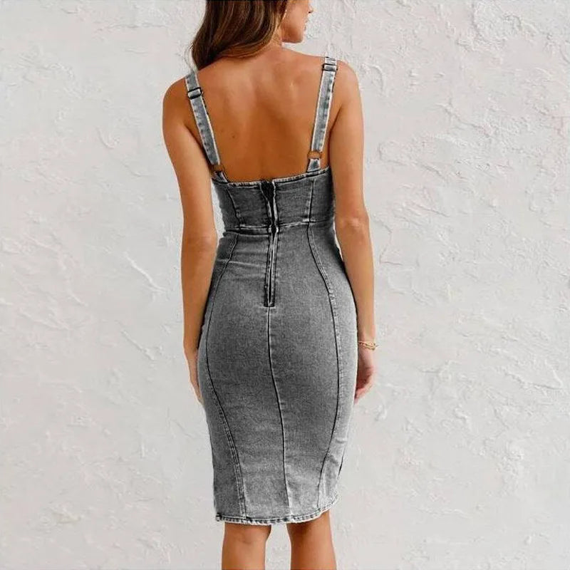 Vellora™ | Denim Kjole – Sexet, Stilfuld og Perfekt til Sommeren